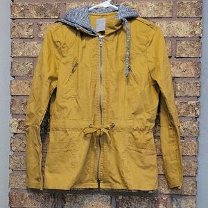 2Sable Jacket Dark Mustard Cotton Hooded Double Zip Size Medium